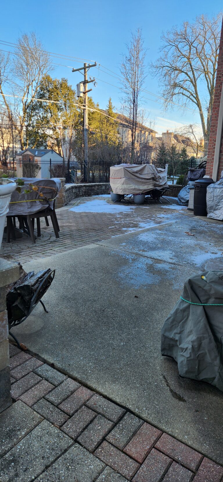 Many years of build up of dirt on patio